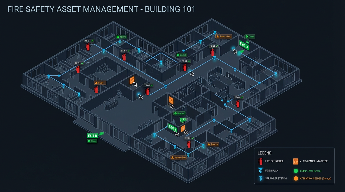 Interactive 3D Floor Plan with Fire Safety Assets